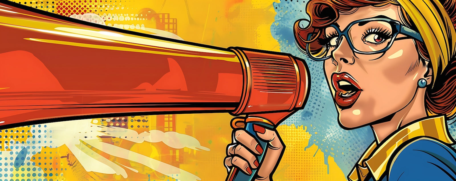 Papier Peint Pop Art - Femme Comics au Mégaphone