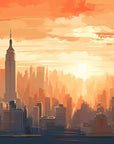 Papier Peint Illustration - Skyline New York Doré
