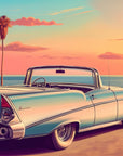 Papier Peint Voitures Américaines - Cabriolet Vintage Plage