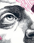 Papier Peint Art Urbain - Regard Gravé Rose et Noir