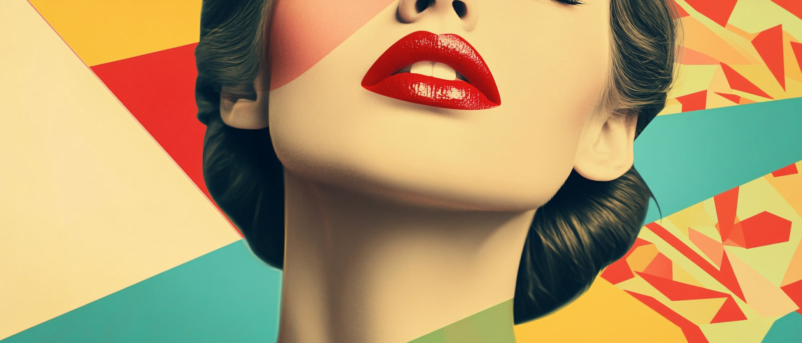 Papier Peint Pop Art - Lèvres Rouges Rétro Vintage