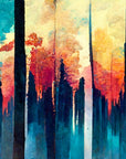 Papier Peint Abstrait - Skyline Vertical Coucher de Soleil