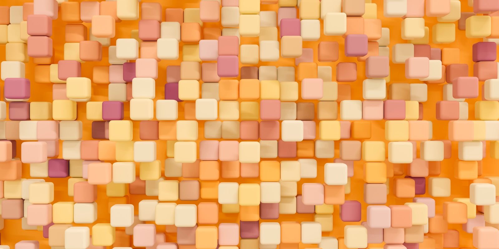 Papier Peint Géométrique - Mosaïque Carrés Ocre