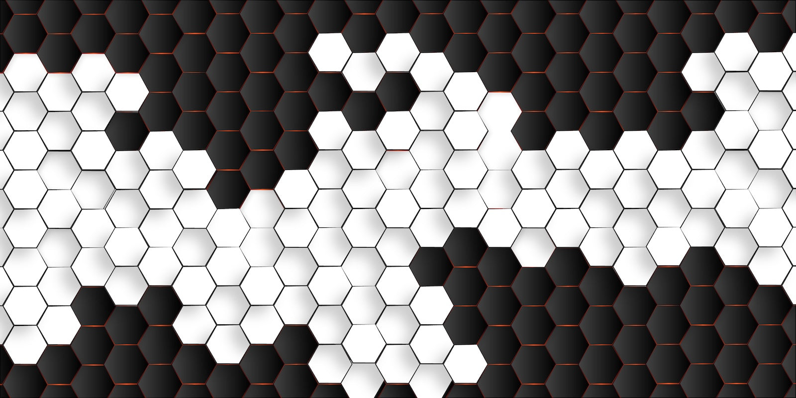 Papier Peint Géométrique - Hexagones Noir et Blanc