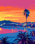 Papier Peint Plages - Palmiers au Coucher de Soleil Coloré