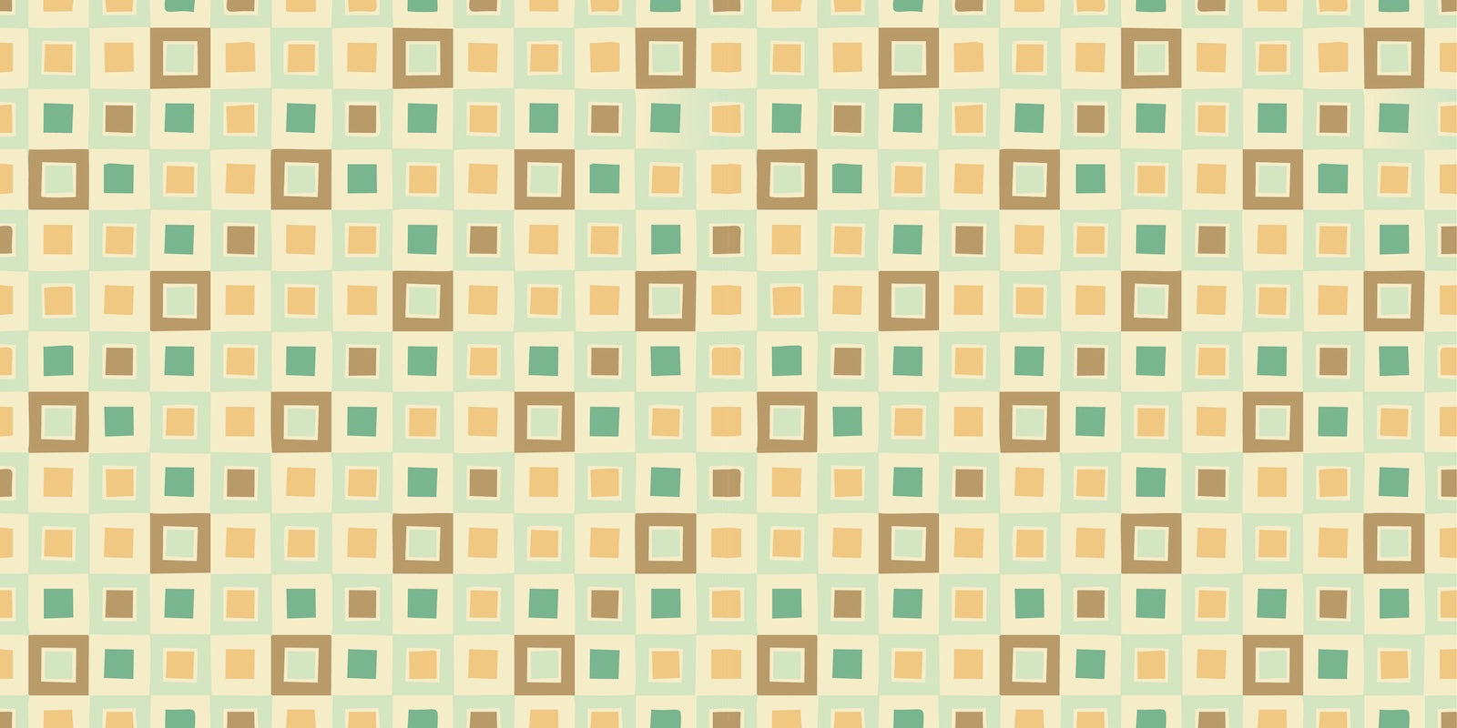 Papier Peint Rétro - Damier de Carrés Vert Sauge