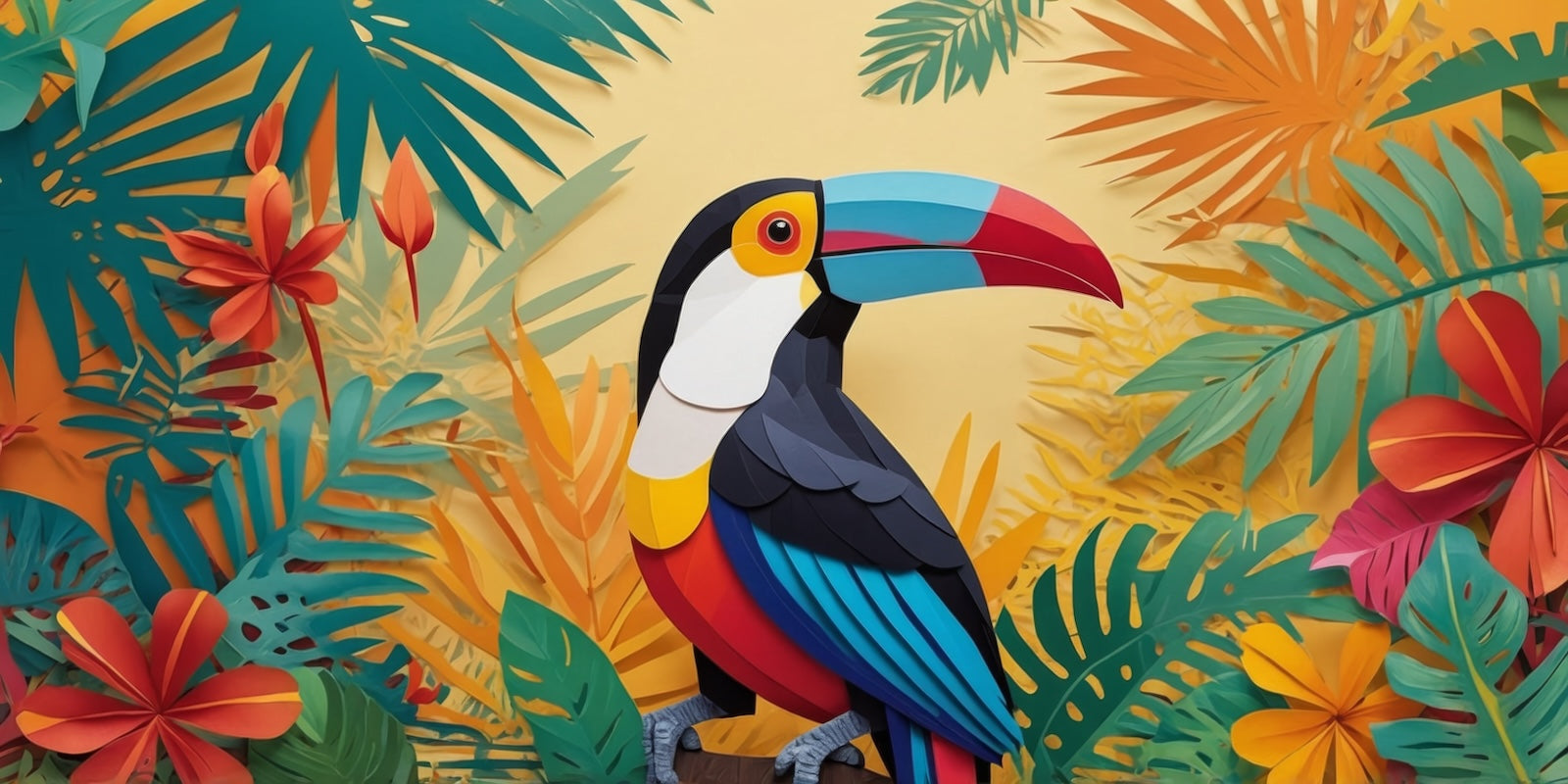 Papier Peint Oiseaux & Rapaces - Toucan Tropical Coloré