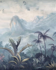 Papier Peint Tropical - Palmiers Aquarelle Gris et Bleu
