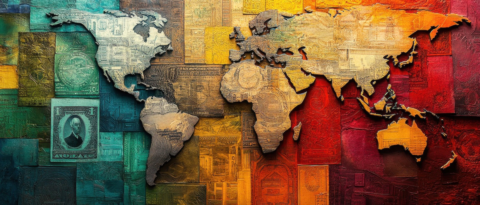 Papier Peint Carte du Monde - Aquarelle Colorée