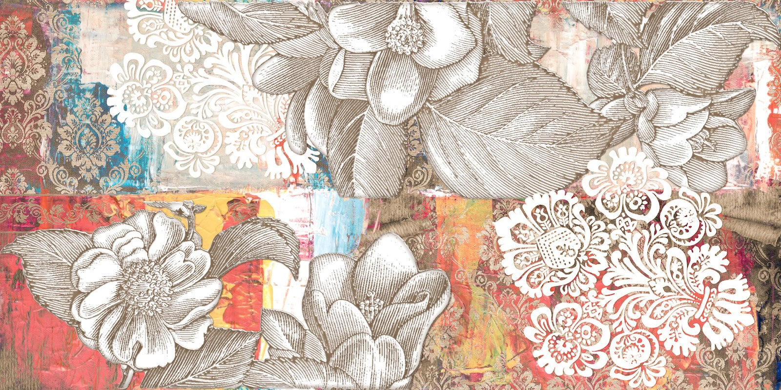 Papier Peint Pop Art - Fleurs Colorées Vives