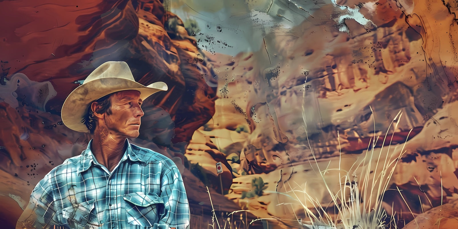 Papier Peint Abstrait - Cowboy Western Coloré