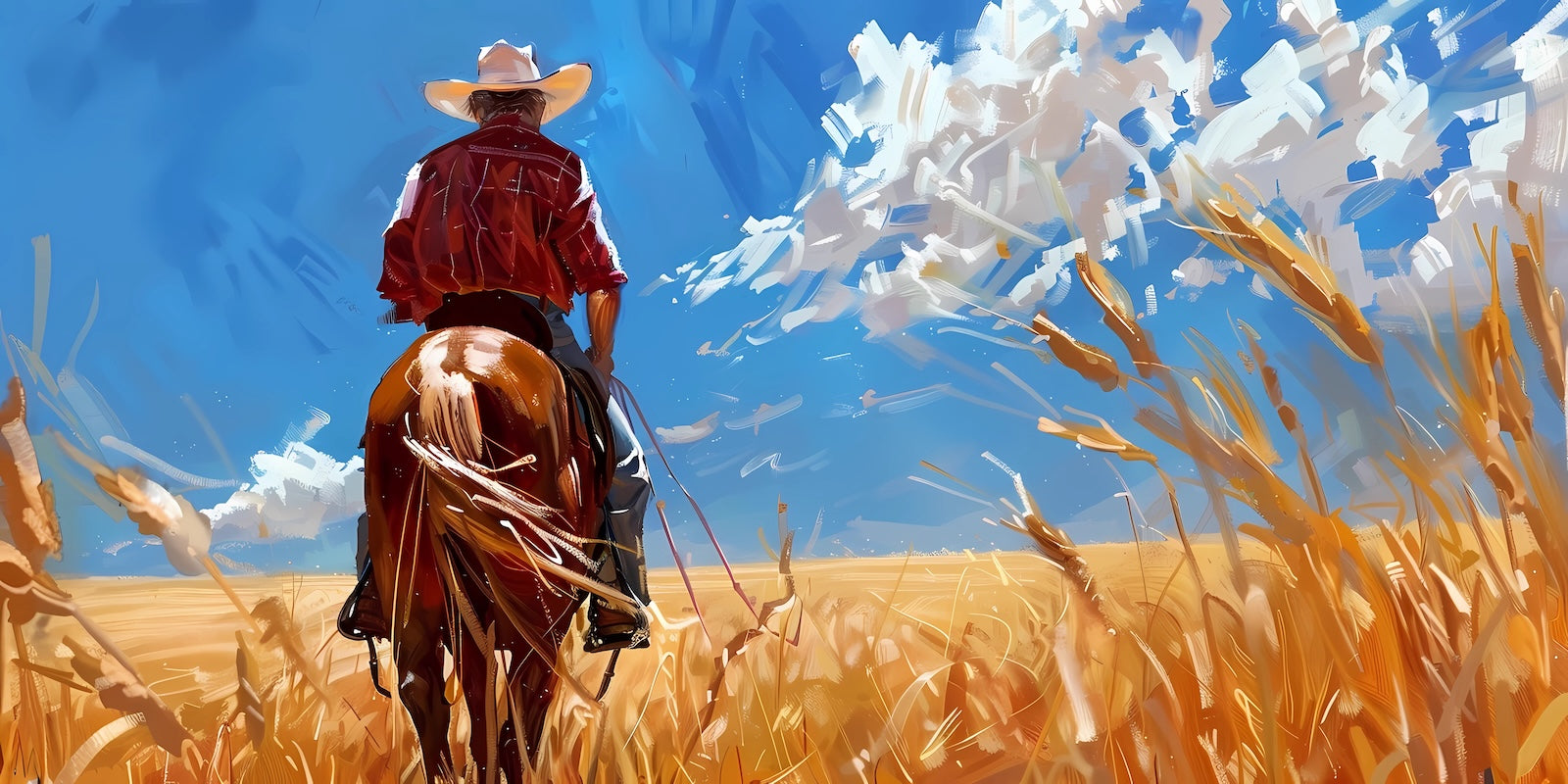 Papier Peint Paysage - Cowboy Cheval Western