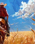 Papier Peint Paysage - Cowboy Cheval Western