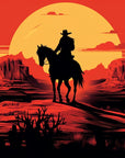 Papier Peint Désert - Western Coucher Rouge