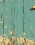 Papier Peint Far West - Cow-girl sur Fond Teal Vintage