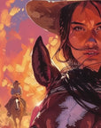 Papier Peint Far West - Cow-girl Psychédélique Colorée