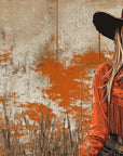 Papier Peint Far West - Cow-girl dans le Désert Orange
