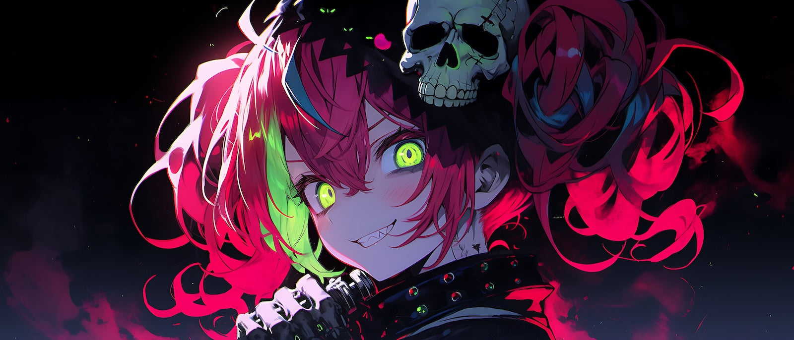 Papier Peint Anime - Personnage Sombre Rose et Rouge