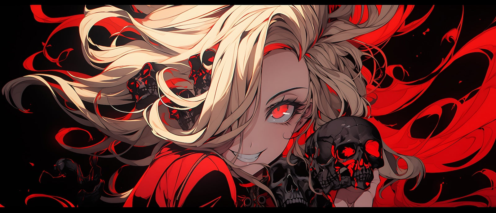 Papier Peint Anime - Personnage Blond Flammes Rouges