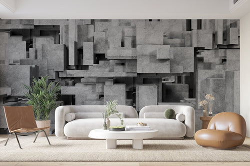 Papier Peint Noir et Blanc - Immeubles Abstraits