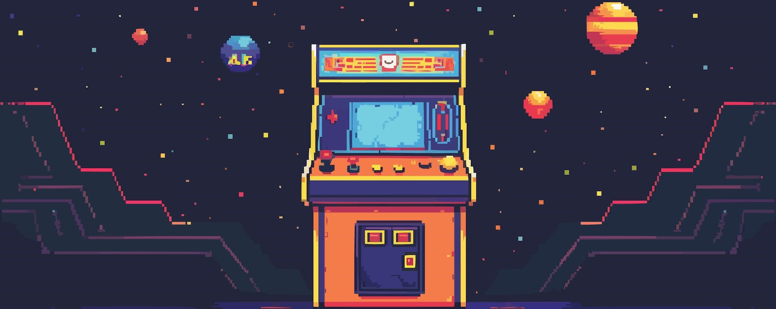 Papier Peint Rétro Gaming - Borne d'Arcade Nocturne