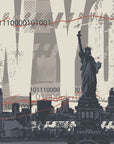Papier Peint Vintage - Skyline et Statue de la Liberté