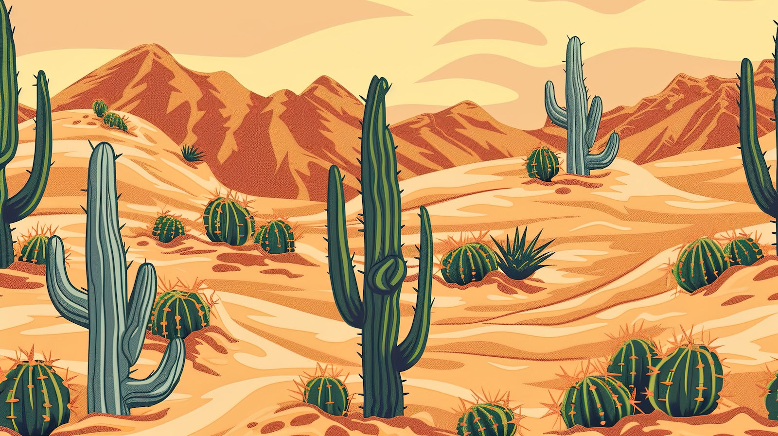 Papier Peint Désert - Multiples Cactus