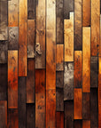 Papier Peint Bois - Planches Verticales Orange et Brun