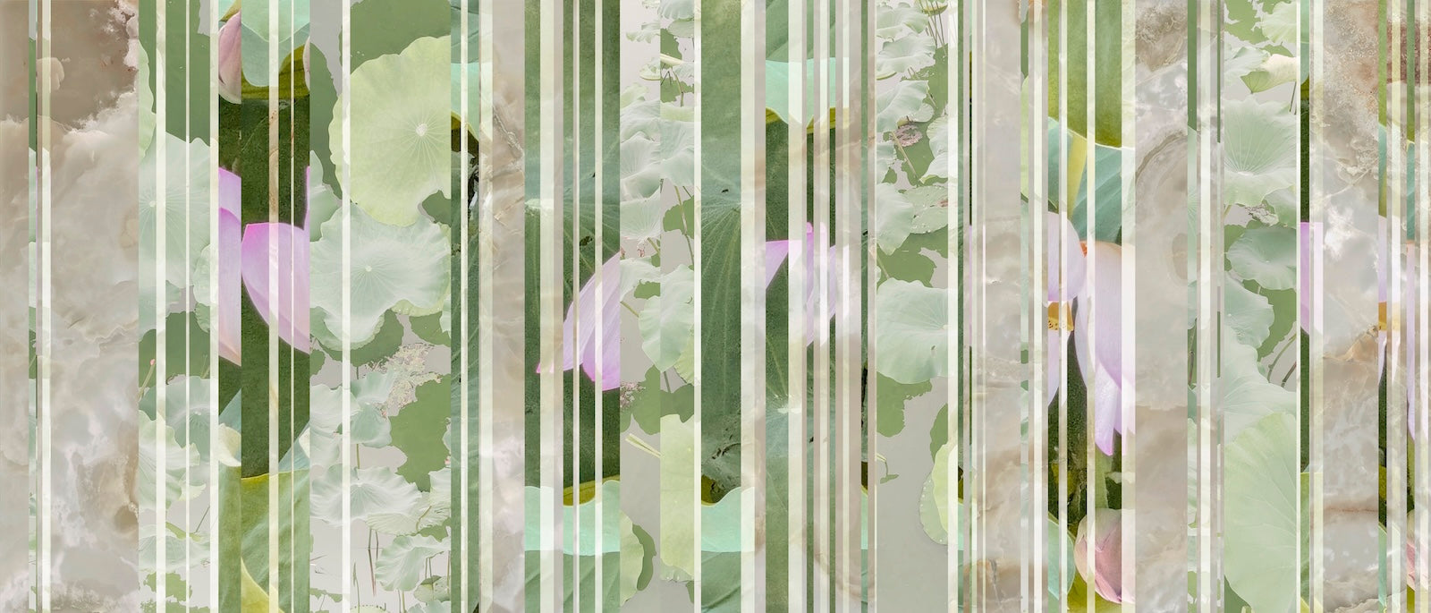 Papier Peint Floral - Rayures Vertes Pastel