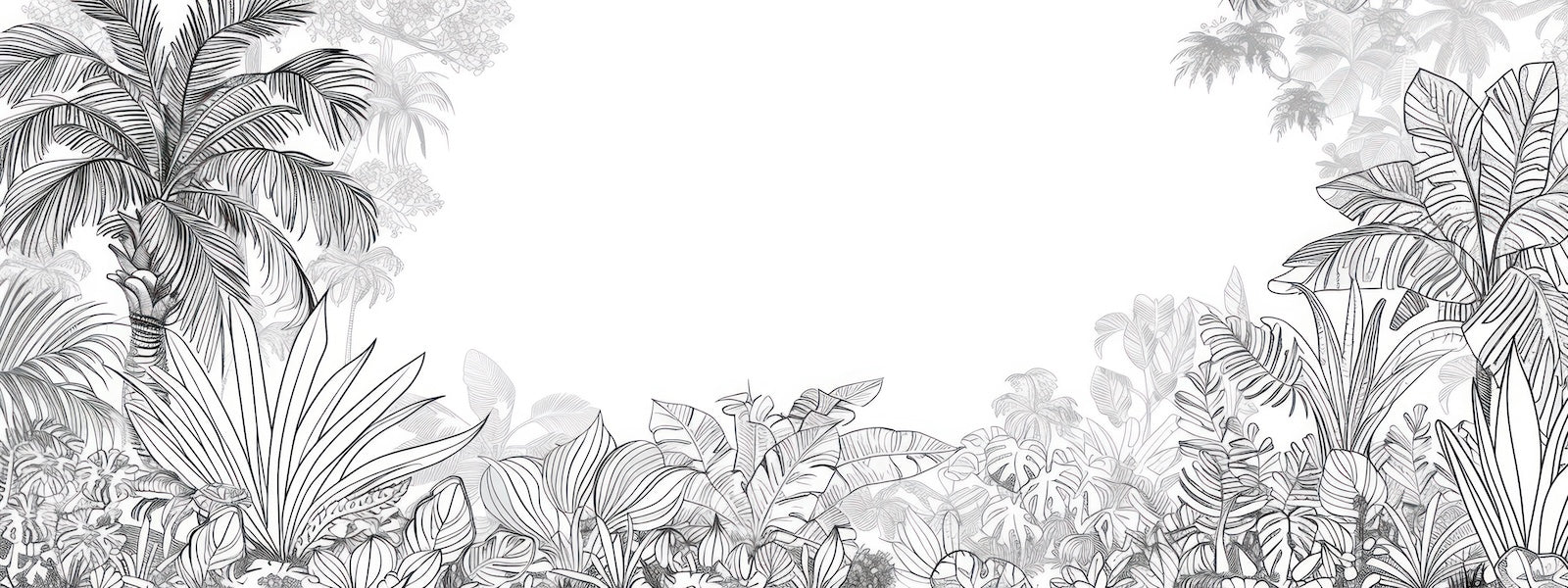 Papier Peint Forêt Noir et Blanc - Dessin Fin