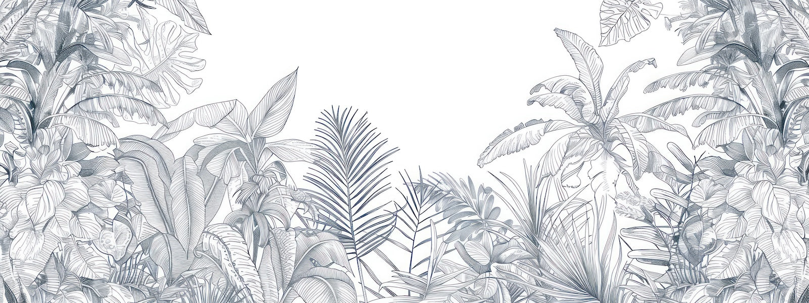 Papier Peint Tropical Noir et Blanc - Feuilles de Palmier