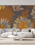 Papier Peint Floral - Chrysanthèmes Graphiques Automnaux