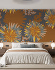 Papier Peint Floral - Chrysanthèmes Graphiques Automnaux