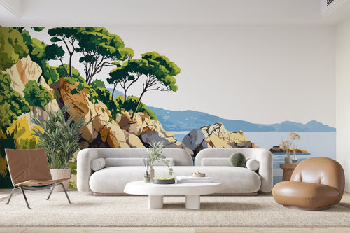 Papier Peint Tropical - Paysage Coloré
