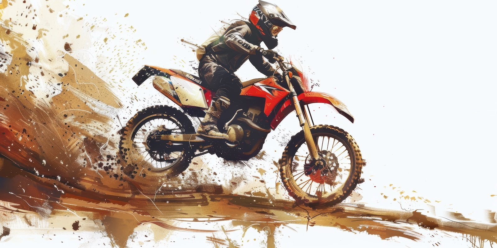 Papier Peint Moto - Cross dans le Désert Rouge