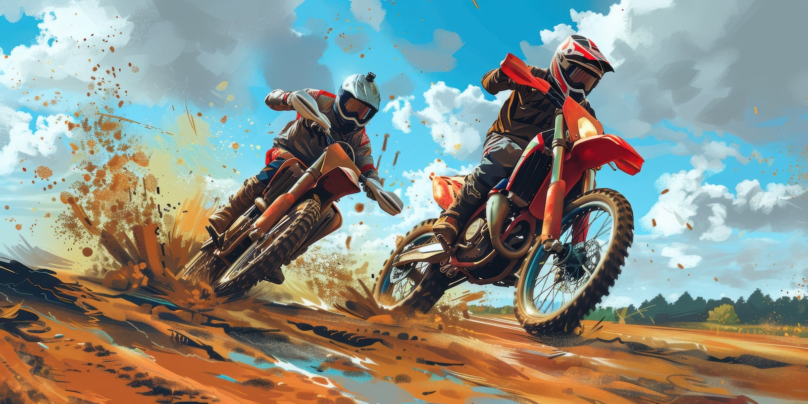 Papier Peint Moto - Duo Cross dans le Désert