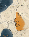 Papier Peint Abstrait - Visages en Lignes Continues