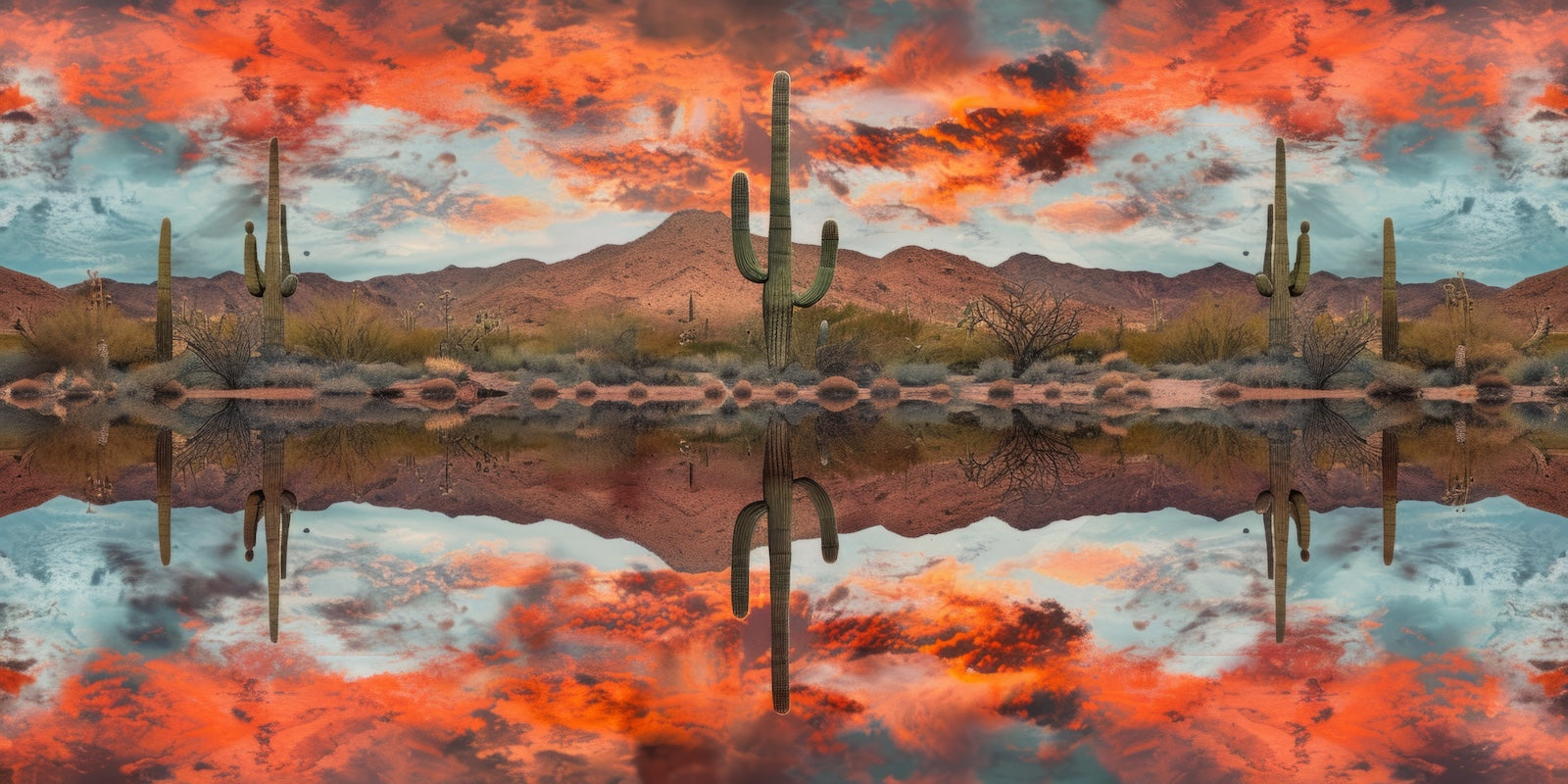 Papier Peint Désert - Reflet au Coucher de Soleil Orange