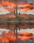 Papier Peint Désert - Reflet au Coucher de Soleil Orange