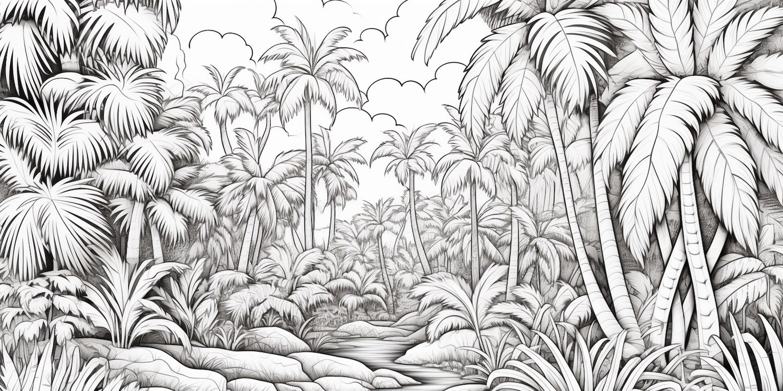 Papier Peint Forêt Noir et Blanc - Dessin Fins