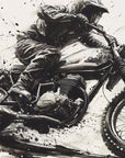 Papier Peint Moto Noir et Blanc - Pilote dans la Poussière