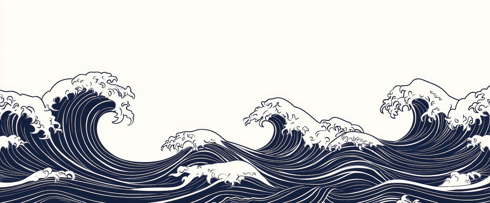 Papier Peint Japonais - Vague Bleue Classique