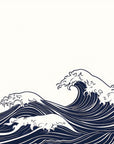 Papier Peint Japonais - Vague Bleue Classique