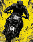 Papier Peint Moto - Cross Éclaboussures Jaunes Nocturnes