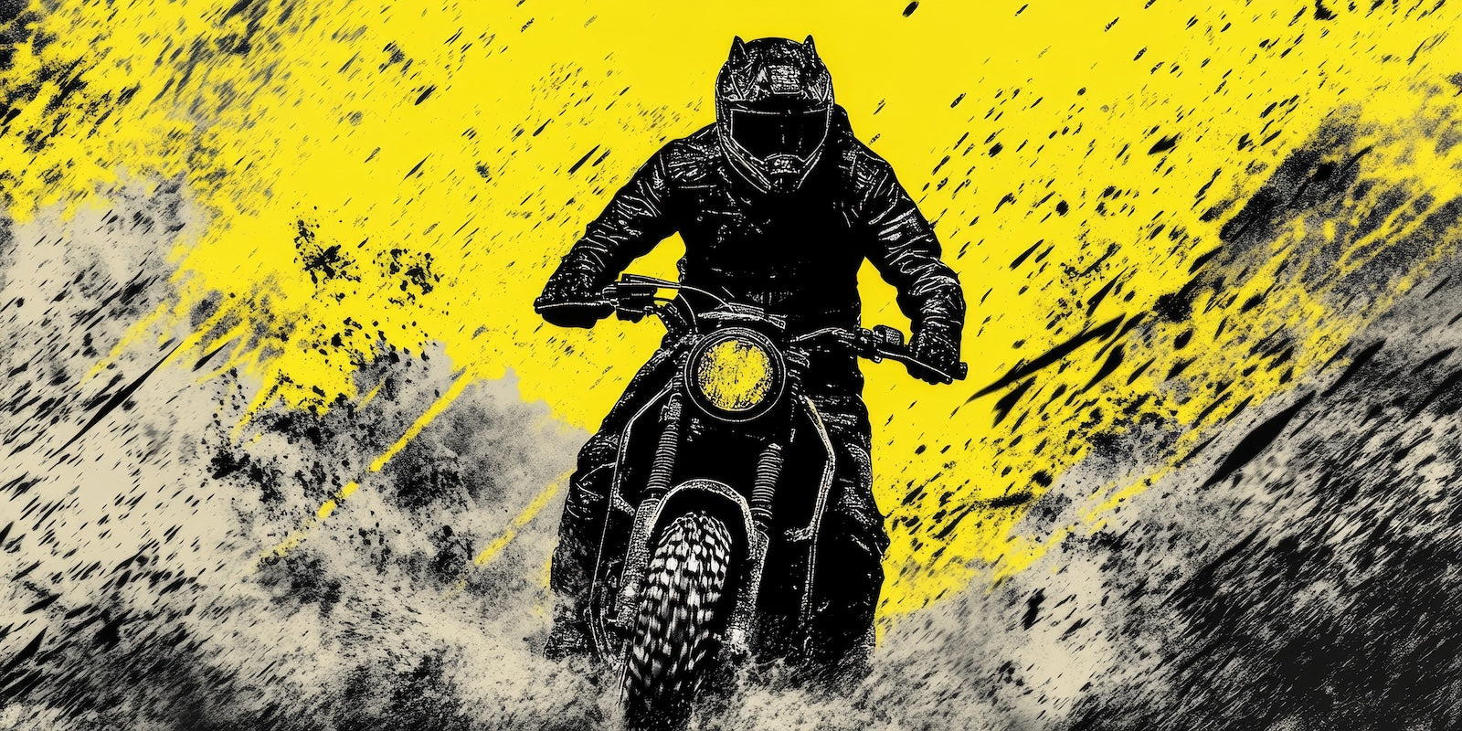 Papier Peint Moto - Cross Noir et Jaune