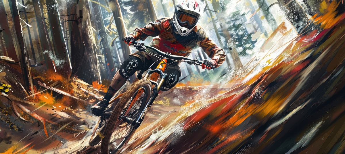Tapeta MTB – Kolarz w pomarańczowym pyle