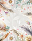 Papier Peint Floral - Plumes et Fleurs Aquarelle