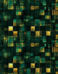 Papier Peint Géométrique - Pixels Verts sur Fond Sombre
