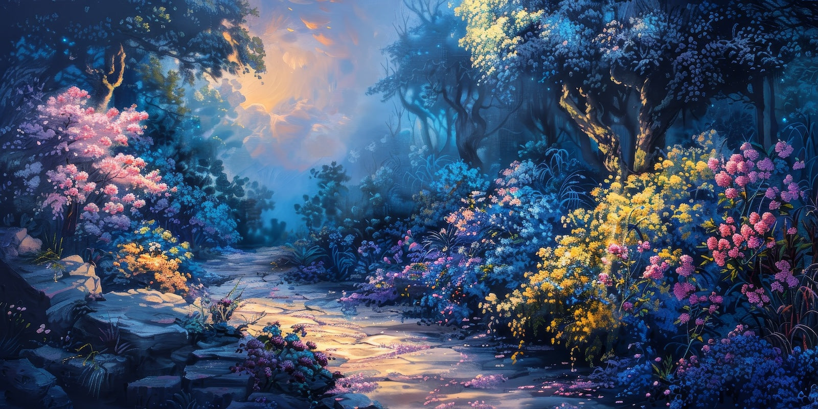 Papier Peint Illustration - Sentier Enchanté Coloré