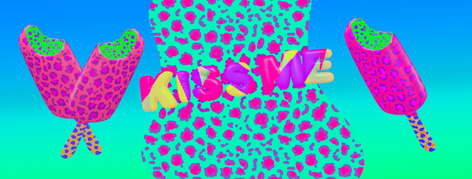 Papier Peint Pop Art - Popsicles Léopard Kiss Me